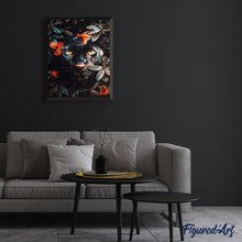 Cargar imagen en el visor de la galería, Pintar por números | Pantera negra follaje y pájaros | Novedades Animales Pantera Pájaros Intermedio | FiguredArt