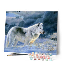 Cargar imagen en el visor de la galería, Pintar Por Números - Lobo Solitario De La Nieva - Figuredart - Animales Lobos