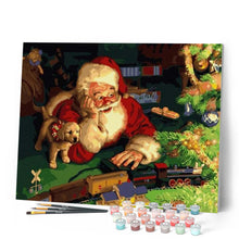 Cargar imagen en el visor de la galería, Pintar Por Números - Santa Claus Y El Perro - Figuredart - Animales Navidad Perros