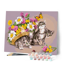 Cargar imagen en el visor de la galería, Pintar Por Números - Gato Con Mariposa - Figuredart - Animales Flores Gatos Mariposas