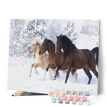 Cargar imagen en el visor de la galería, Pintar Por Números - Caballos Cubierto De Nieve - Figuredart - Animales Caballos