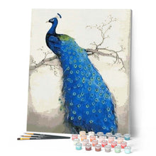 Cargar imagen en el visor de la galería, Pintar Por Números - Pavo Real Azul Eléctrico - Figuredart - Animales Pavo Real