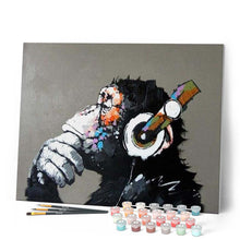 Cargar imagen en el visor de la galería, Pintar Por Números - Mono Música - Figuredart - Animales Mono
