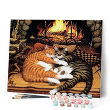 Cargar imagen en el visor de la galería, Pintar Por Números - Gatos En La Chimenea - Figuredart - Animales Gatos