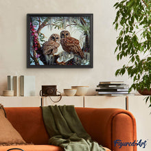 Cargar imagen en el visor de la galería, Pintar Por Números - Dos Búhos - Figuredart - Animales Búhos