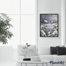 Cargar imagen en el visor de la galería, Pintar Por Números - Pájaros En La Nieve - Figuredart - Animales Paisajes Pájaros