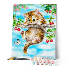 Cargar imagen en el visor de la galería, Pintar Por Números - Gato Que Cuelga Del Árbol - Figuredart - Animales Gatos Árboles