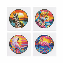 Cargar imagen en el visor de la galería, Mini Diamond Painting 15x20cm (4 piezas) - Aves Tropicales y Puesta de Sol