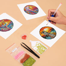 Cargar imagen en el visor de la galería, Mini Diamond Painting 15x20cm (4 piezas) - Aves Tropicales y Atardecer
