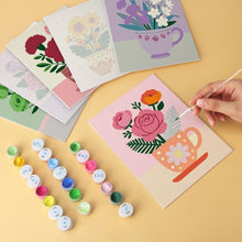 Cargar imagen en el visor de la galería, Mini Serie Pintar por Números 15x20cm (6 piezas) - Flores en tazas de té