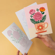 Cargar imagen en el visor de la galería, Mini Serie Pintar por Números 15x20cm (6 piezas) - Flores en tazas de té