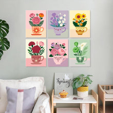 Cargar imagen en el visor de la galería, Mini Serie Pintar por Números 15x20cm (6 piezas) - Flores en tazas de té