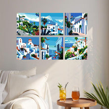 Cargar imagen en el visor de la galería, Mini Serie Pintar por Números 20x20cm (6 piezas) - Pinceladas mediterráneas