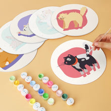 Cargar imagen en el visor de la galería, Mini Serie Pintar por Números - discos de Ø20cm (6 piezas) - Retrato de gato
