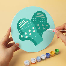 Cargar imagen en el visor de la galería, Mini Serie Pintar por Números - discos de Ø20cm (6 piezas) - Iconos navideños en menta
