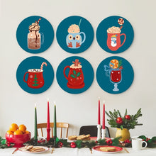 Cargar imagen en el visor de la galería, Mini Serie Pintar por Números - discos de Ø20cm (6 piezas) - Bebidas calientes de invierno