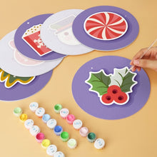 Cargar imagen en el visor de la galería, Mini Serie Pintar por Números - discos de Ø20cm (6 piezas) - Set navideño morado