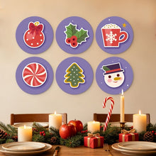 Cargar imagen en el visor de la galería, Mini Serie Pintar por Números - discos de Ø20cm (6 piezas) - Set navideño morado