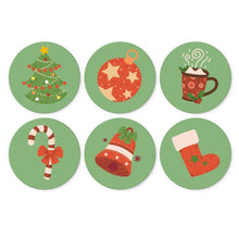 Cargar imagen en el visor de la galería, Mini Serie Pintar por Números - discos de Ø20cm (6 piezas) - Iconos navideños verdes Figured'Art
