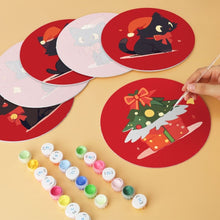 Cargar imagen en el visor de la galería, Mini Serie Pintar por Números - discos de Ø20cm (6 piezas) - Muérdago y patitas