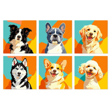 Cargar imagen en el visor de la galería, Mini Serie Pintar por Números 20x20cm (6 piezas) - Retratos pop de perros Figured'Art