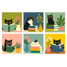 Cargar imagen en el visor de la galería, Mini Serie Pintar por Números 20x20cm (6 piezas) - Gatos literarios Figured'Art