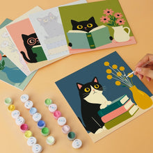 Cargar imagen en el visor de la galería, Mini Serie Pintar por Números 20x20cm (6 piezas) - Gatos literarios