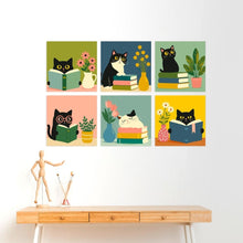 Cargar imagen en el visor de la galería, Mini Serie Pintar por Números 20x20cm (6 piezas) - Gatos literarios
