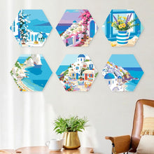 Cargar imagen en el visor de la galería, Mini Serie Pintar por Números - Hexágonos (6 piezas) - Escapada azul y blanca
