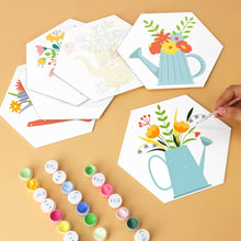 Cargar imagen en el visor de la galería, Mini Serie Pintar por Números - Hexágonos (6 piezas) - Flores de regadera 2