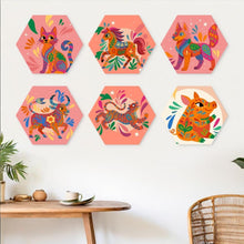 Cargar imagen en el visor de la galería, Mini Serie Pintar por Números - Hexágonos (6 piezas) - Set de animales bohemios