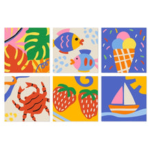 Cargar imagen en el visor de la galería, Mini Serie Pintar por Números 20x20cm (6 piezas) - Formas de verano Figured'Art