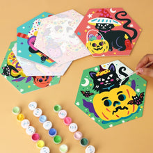 Cargar imagen en el visor de la galería, Mini Serie Pintar por Números - Hexágonos (6 piezas) - Gato de bruja