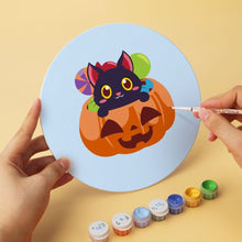 Cargar imagen en el visor de la galería, Mini Serie Pintar por Números - discos de Ø20cm (6 piezas) - Gatitos de Halloween