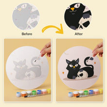 Cargar imagen en el visor de la galería, Mini Serie Pintar por Números - discos de Ø20cm (6 piezas) - Gatos espeluznantes
