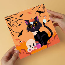 Cargar imagen en el visor de la galería, Mini Serie Pintar por Números 20x20cm (6 piezas) - Gatos juguetones de Halloween