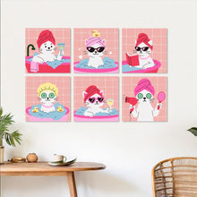 Cargar imagen en el visor de la galería, Mini Serie Pintar por Números 20x20cm (6 piezas) - Gatos en el spa 2