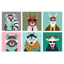 Cargar imagen en el visor de la galería, Mini Serie Pintar por Números 20x20cm (6 piezas) - Animalitos geniales Figured'Art