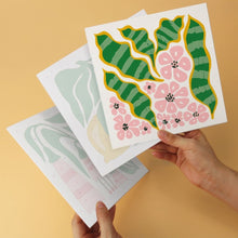Cargar imagen en el visor de la galería, Mini Serie Pintar por Números 20x20cm (6 piezas) - Patrón de formas botánicas