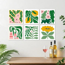 Cargar imagen en el visor de la galería, Mini Serie Pintar por Números 20x20cm (6 piezas) - Patrón de formas botánicas