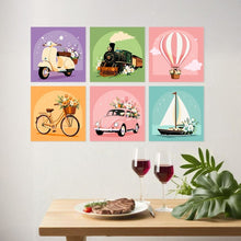 Cargar imagen en el visor de la galería, Mini Serie Pintar por Números 20x20cm (6 piezas) - Paseos retro