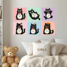 Cargar imagen en el visor de la galería, Mini Serie Pintar por Números 20x20cm (6 piezas) - Gatos tic tac