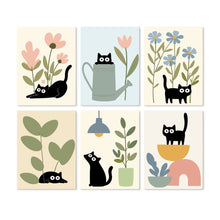 Cargar imagen en el visor de la galería, Mini Serie Pintar por Números 15x20cm (6 piezas) - Gatos negros curiosos Figured'Art