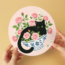 Cargar imagen en el visor de la galería, Mini Serie Pintar por Números - discos de Ø20cm (6 piezas) - Gato negro y flores