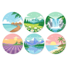 Cargar imagen en el visor de la galería, Mini Serie Pintar por Números - discos de Ø20cm (6 piezas) - Paisajes de ensueño 2 Figured'Art
