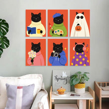 Cargar imagen en el visor de la galería, Mini Serie Pintar por Números 15x20cm (6 piezas) - Un gato, muchos estados de ánimo