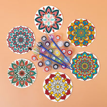 Cargar imagen en el visor de la galería, Pintar por números Posavasos 10cm (6 piezas) - Mandala Colorido
