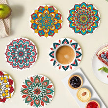 Cargar imagen en el visor de la galería, Pintar por números Posavasos 10cm (6 piezas) - Mandala Colorido