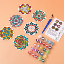 Cargar imagen en el visor de la galería, Pintar por números Posavasos 10cm (6 piezas) - Mandala Colorido