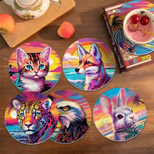 Cargar imagen en el visor de la galería, Pintar por números Posavasos 10cm (6 piezas) - Fauna Pop Art